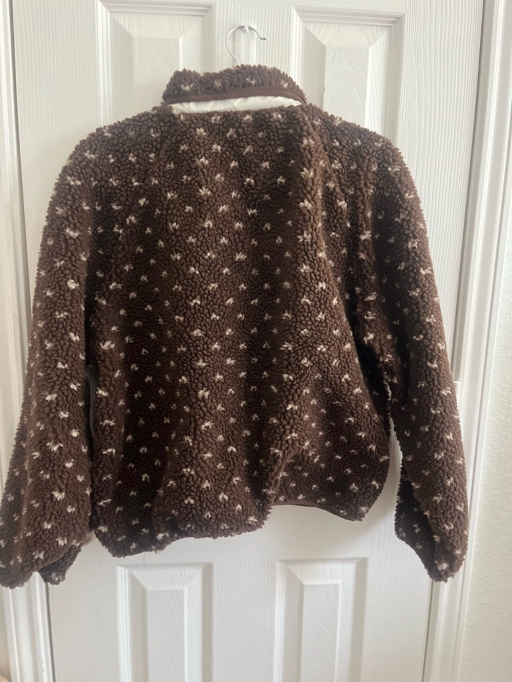 Cozy Brown Teddy Jacket with Cream Accents